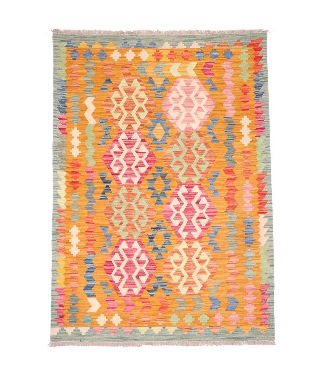 175x126 cm Handgewebter Traditioneller Kelim Teppich Woll