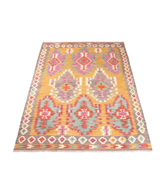 195x145 cm Handwoven Traditional Kelim Area Rug Wool Carpet