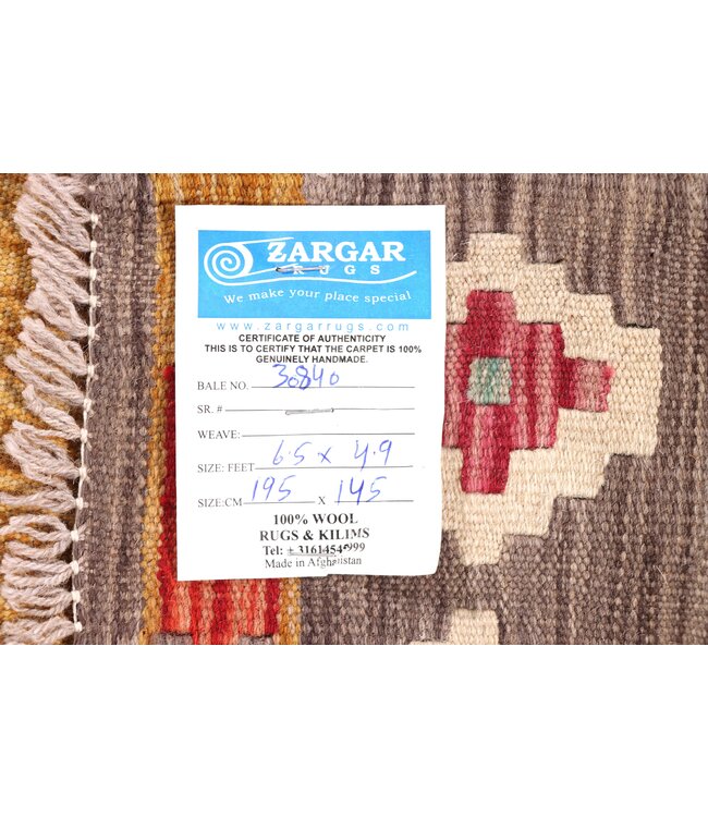195x145 cm Handwoven Traditional Kelim Area Rug Wool Carpet