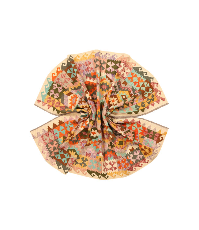 302x200 cm  Handgeweven Traditionele Kelim Vloerkleed Wol Tapijt