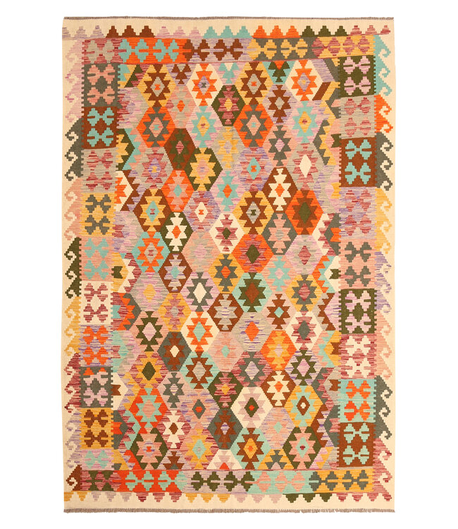 302x200 cm Handwoven Traditional Kelim Area Rug Wool Carpet