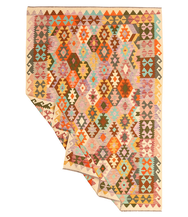 302x200 cm  Handgewebter Traditioneller Kelim Teppich Woll