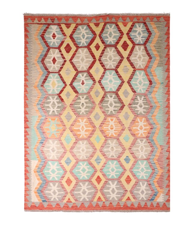 199x152 cm Handwoven Traditional Kelim Area Rug Wool Carpet