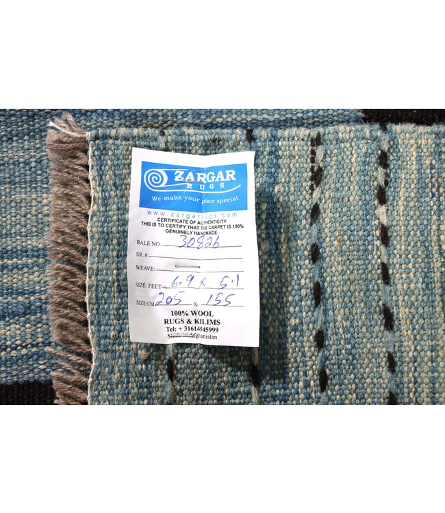 205x155 cm Handgewebter Moderner  Woll-Kelim-Teppich