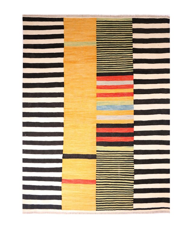 206x156 cm Handgewebter Moderner  Woll-Kelim-Teppich