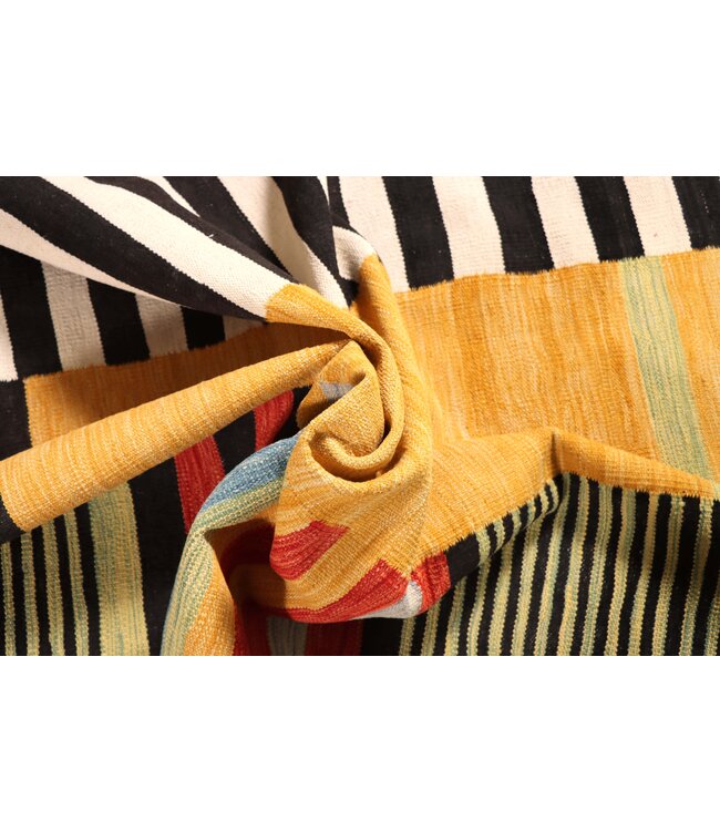 206x156 cm Handgewebter Moderner  Woll-Kelim-Teppich