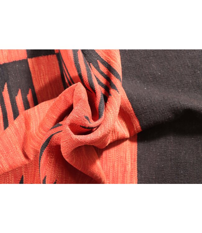 207x158 cm Handwoven Modern Red Wool Kilim Rug