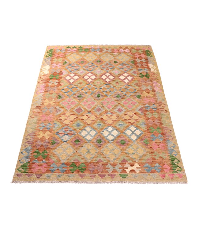 205x153 cm Handgeweven Traditionele Kelim Vloerkleed Wol Tapijt