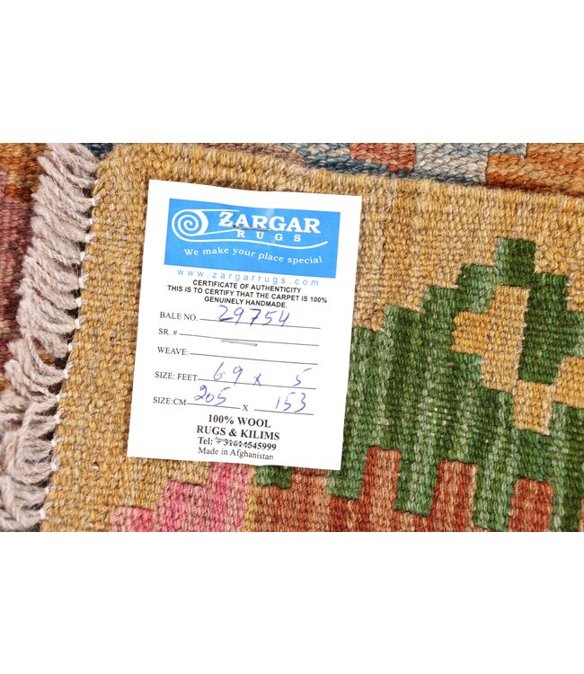 205x153 cm Handwoven Traditional Kelim Area Rug Wool Carpet