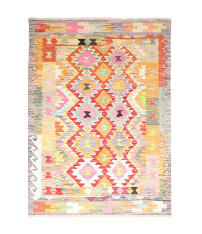 197x144 cm Handwoven Traditional Kelim Area Rug Wool Carpet