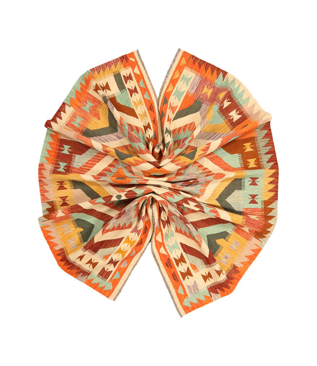 300x197cm Handgeweven Traditionele Kelim Vloerkleed Wol Tapijt