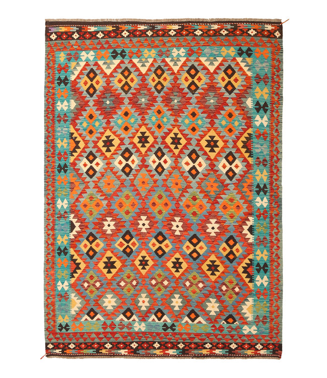 292x200cm Handgewebter Traditioneller Kelim Teppich Woll