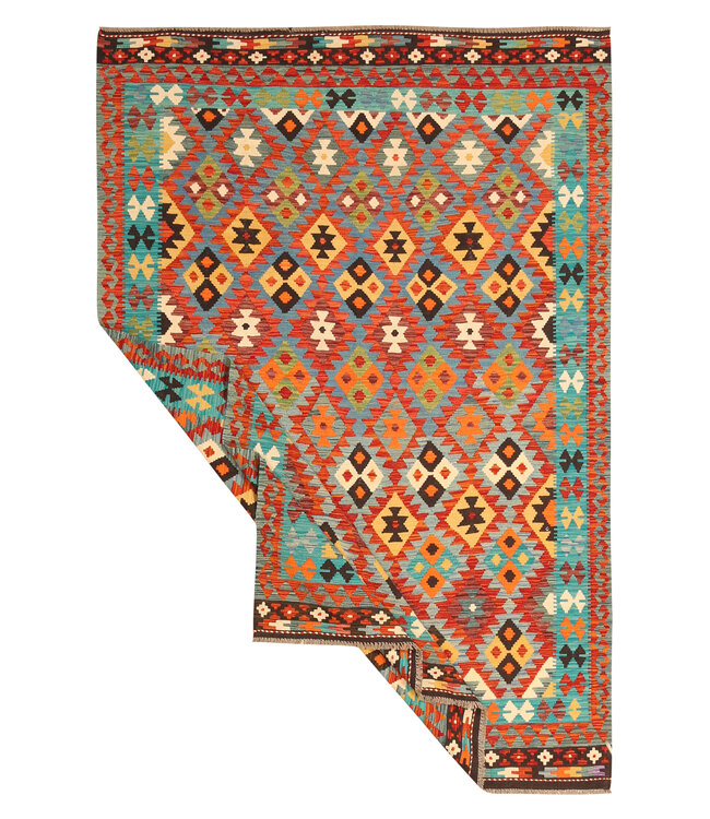 292x200cm Handgewebter Traditioneller Kelim Teppich Woll