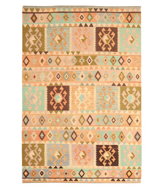 Kelimshop 297x200cm Handgewebter Traditioneller Kelim Teppich Woll