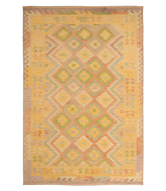 296x198cm Handgewebter Traditioneller Kelim Teppich Woll