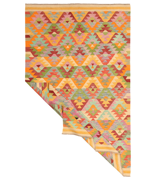 309x190cm Handwoven Traditional Kelim Area Rug Wool Carpet