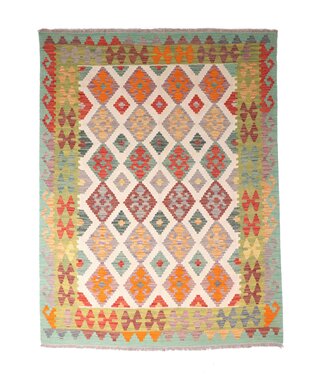Kelimshop 201x153 cm Handgewebter Traditioneller Kelim Teppich Woll