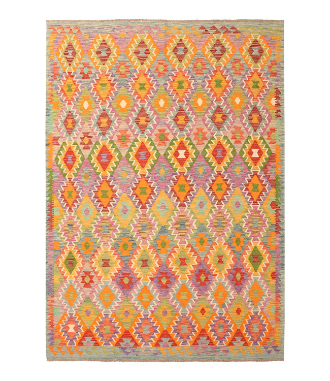 292x203cm Handgewebter Traditioneller Kelim Teppich Woll