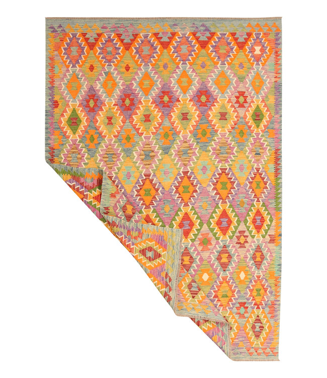 292x203cm Handgewebter Traditioneller Kelim Teppich Woll