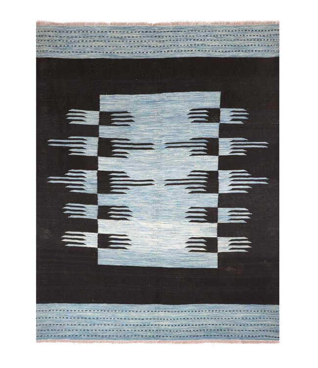 202x154cm Handwoven Modern Red Wool Kilim Rug