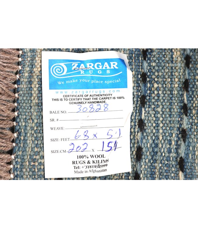 202x154 cm Handgeweven Moderne  Wollen Kelim Tapijt