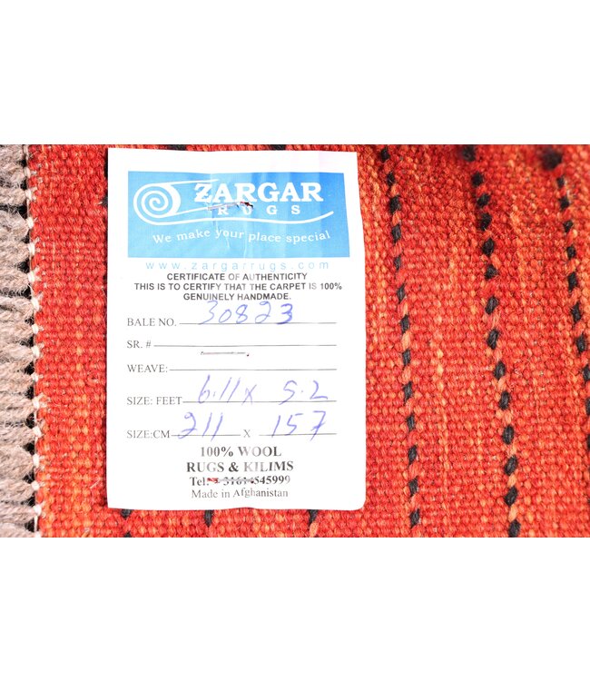 211x157 cm Handwoven Modern Red Wool Kilim Rug