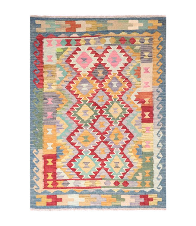 202x147 cm Handwoven Traditional Kelim Area Rug Wool Carpet