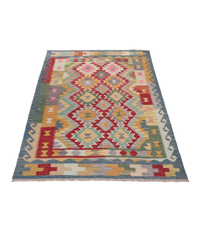 202x147 cm Handgewebter Traditioneller Kelim Teppich Woll