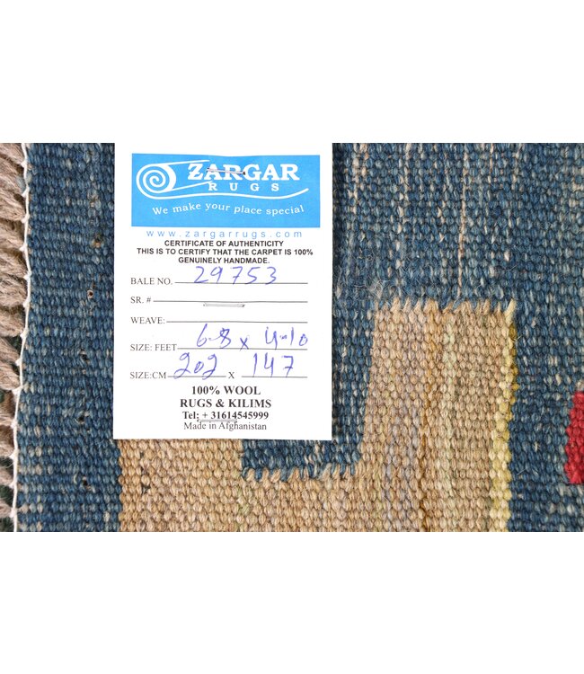 202x147 cm Handwoven Traditional Kelim Area Rug Wool Carpet