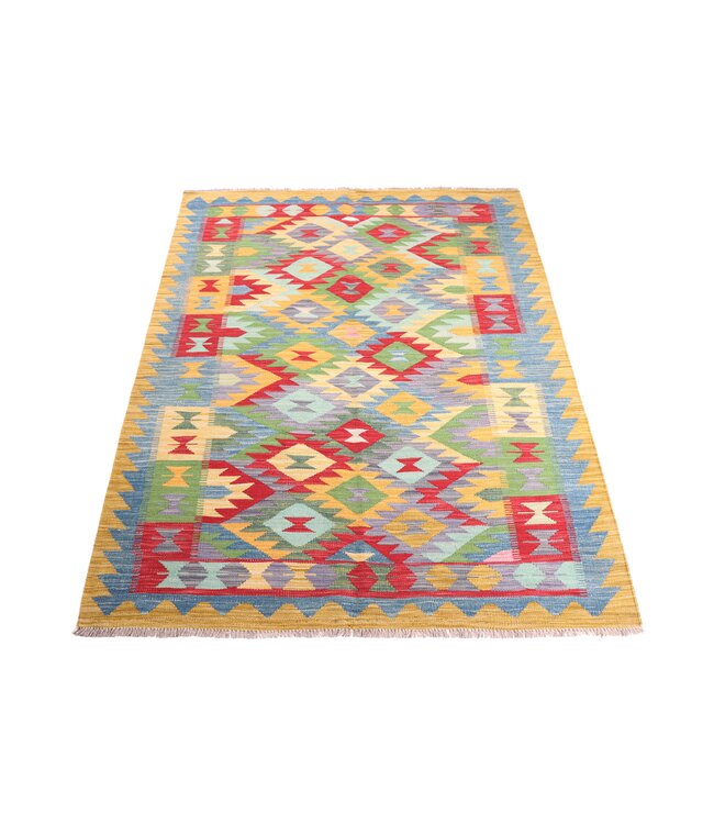 197x150 cm Handwoven Traditional Kelim Area Rug Wool Carpet