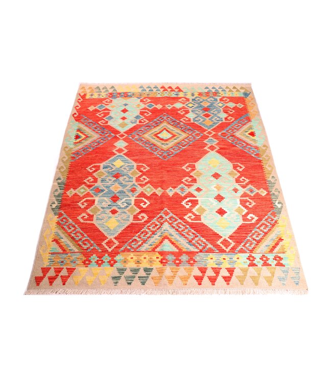 198x159 cm Handgewebter Traditioneller Kelim Teppich Woll