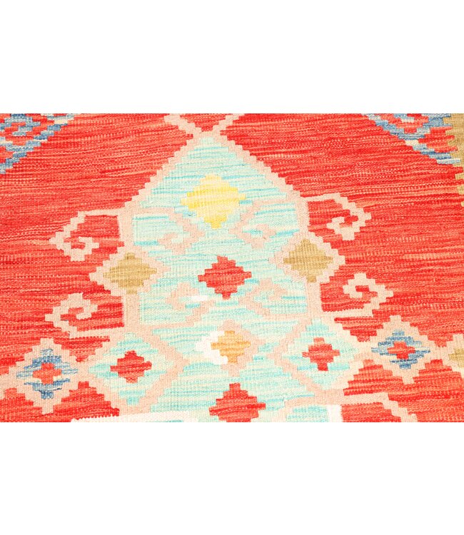 198x159 cm Handgeweven Traditionele Kelim Vloerkleed Wol Tapijt