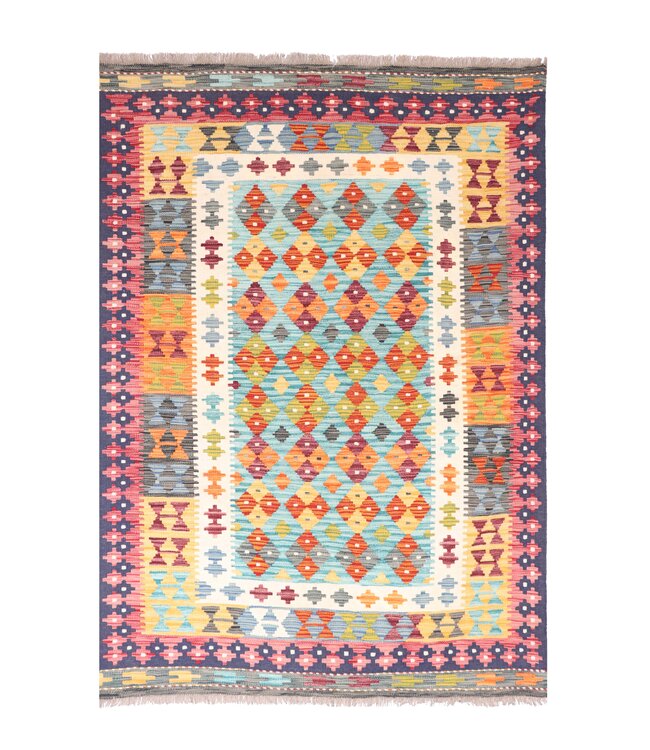 190x135 cm Handwoven Traditional Kelim Area Rug Wool Carpet