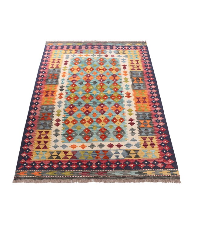 190x135 cm Handgewebter Traditioneller Kelim Teppich Woll