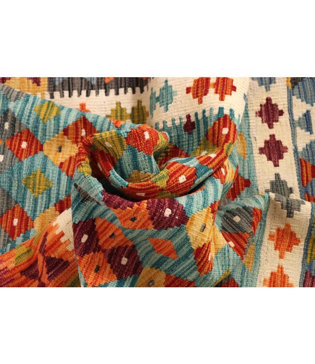 190x135 cm Handgewebter Traditioneller Kelim Teppich Woll