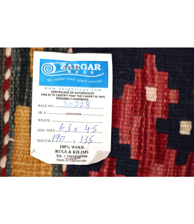 190x135 cm Handwoven Traditional Kelim Area Rug Wool Carpet
