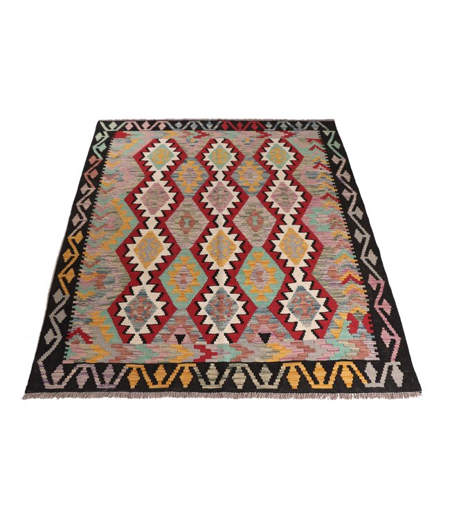 198x157 cm Handwoven Traditional Kelim Area Rug Wool Carpet