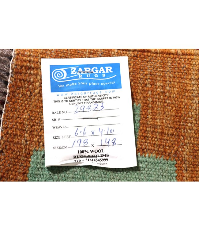 198x148 cm Handwoven Traditional Kelim Area Rug Wool Carpet