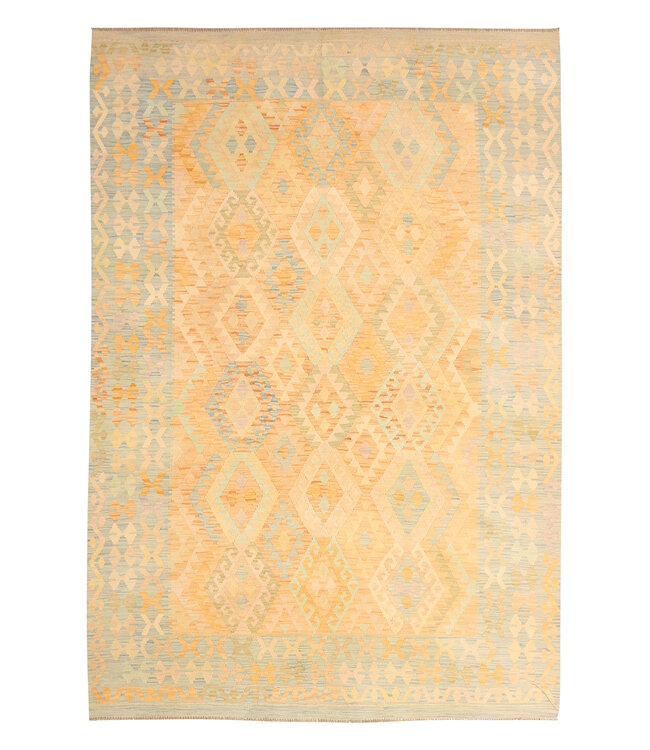 298x200cm Handgeweven Traditionele Kelim Vloerkleed Wol Tapij