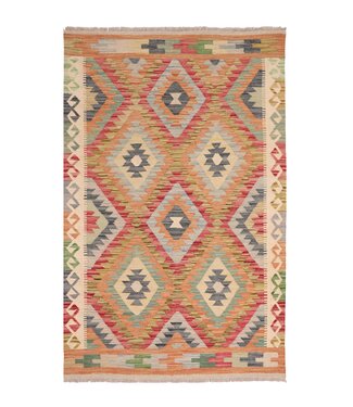 Kelimshop 186x124 cm Handgewebter Traditioneller Kelim Teppich Woll