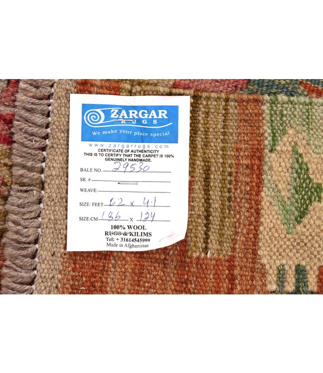 186x124 cm Handgeweven Traditionele Kelim Vloerkleed Wol Tapijt