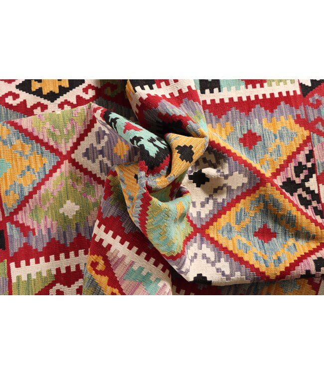 199x154 cm Handwoven Traditional Kelim Area Rug Wool Carpet