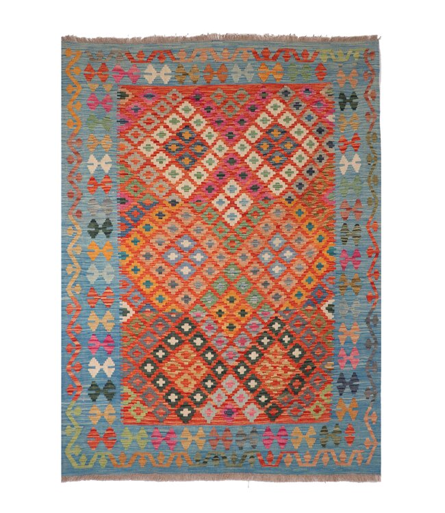 206x157 cm Handgewebter Traditioneller Kelim Teppich Woll