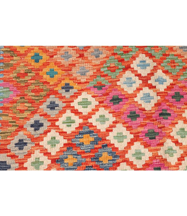 206x157 cm Handgeweven Traditionele Kelim Vloerkleed Wol Tapijt