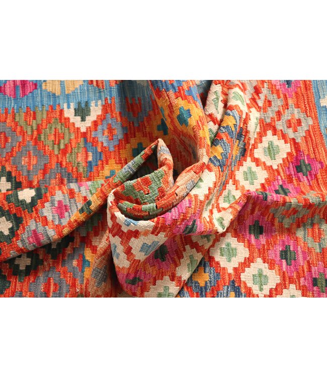 206x157 cm Handwoven Traditional Kelim Area Rug Wool Carpet