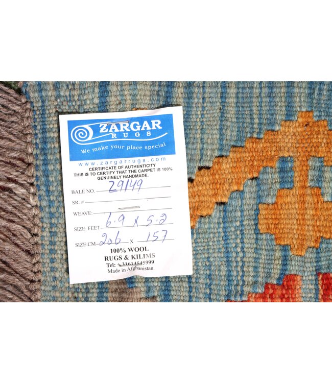 206x157 cm Handgewebter Traditioneller Kelim Teppich Woll