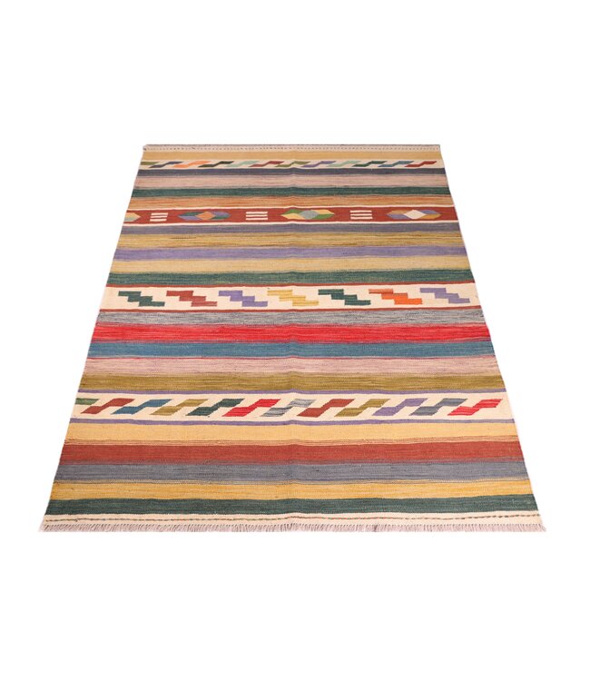 201x150 cm Handgeweven Moderne  Wollen Kelim Tapijt