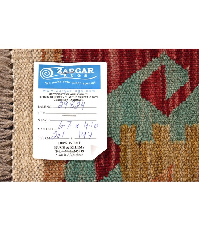 201x147 cm Handgewebter Traditioneller Kelim Teppich Woll