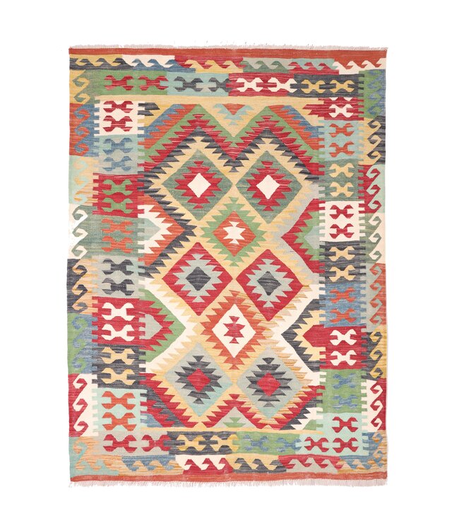 200x156 cm Handwoven Traditional Kelim Area Rug Wool Carpet