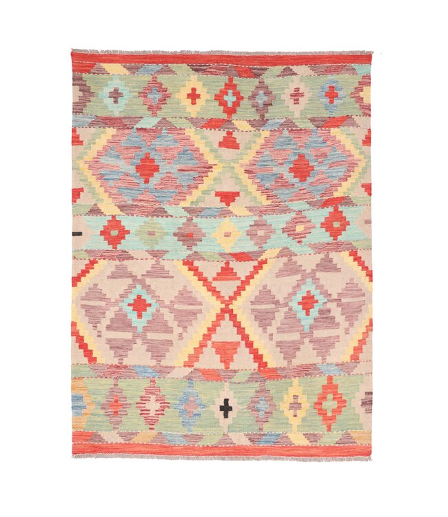 197x151 cm Handgewebter Traditioneller Kelim Teppich Woll